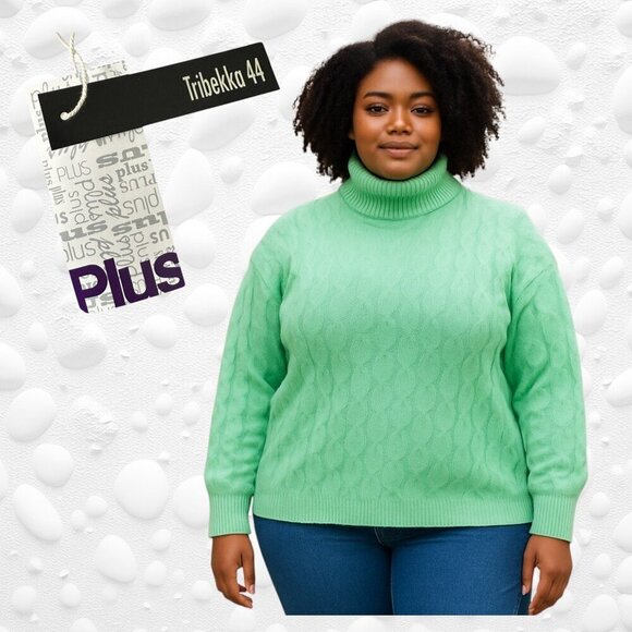 TRIBEKKA 44 PLUS Sweaters - MINT GREEN Very Soft Turtleneck Plus Size 2X NWT